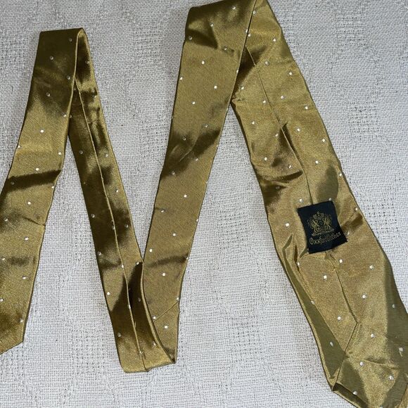 Oxxford Clothes Men’s Dress Toe Size 57” 3.5” Gold Dotted Silk Business Formal - Picture 10 of 12